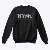 Unisex black sweatshirt with HYMC written in a Christmas Font in white Under the acronym reads Have Yourself a Merry Christmas - Brand: Callalooyah