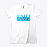 Womens white tshirt with Haiti is Nice written with a Miami Vice design