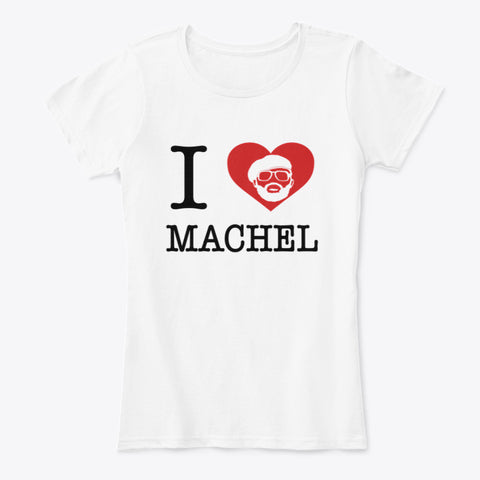 Womens white tshirt with black lettering  in the I Love NY design but this is for the love of Machel Montano | Brand: Callalooyah