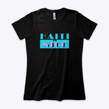 Womens black tshirt with Haiti is Nice written with a Miami Vice design