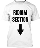 Riddim Section Rhythm Section Tee with arrow pointing down