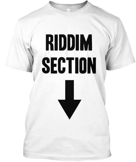 Riddim Section Rhythm Section Tee with arrow pointing down
