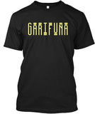 Black tshirt with Garifuna written in Yellow by Callalooyah
